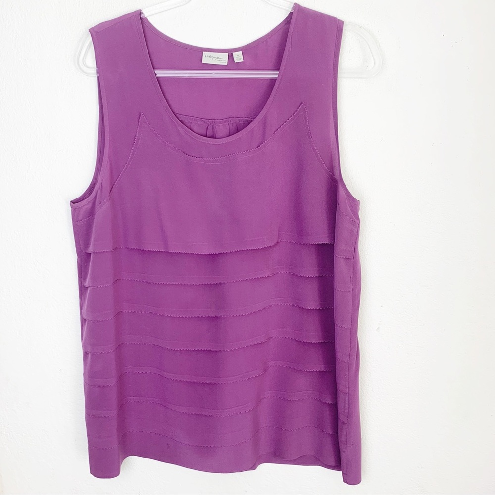 Halogen Purple Silk Layered Tiered Tank Sleeveless